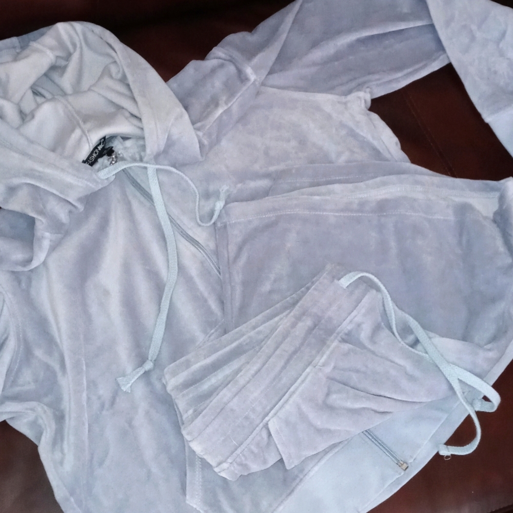 Two piece set shorts and crop top hoodie